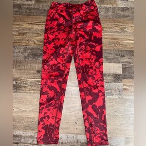 Zella Girls Red Floral Leggings L 10/12 Athletic Yoga Pants Nordstrom